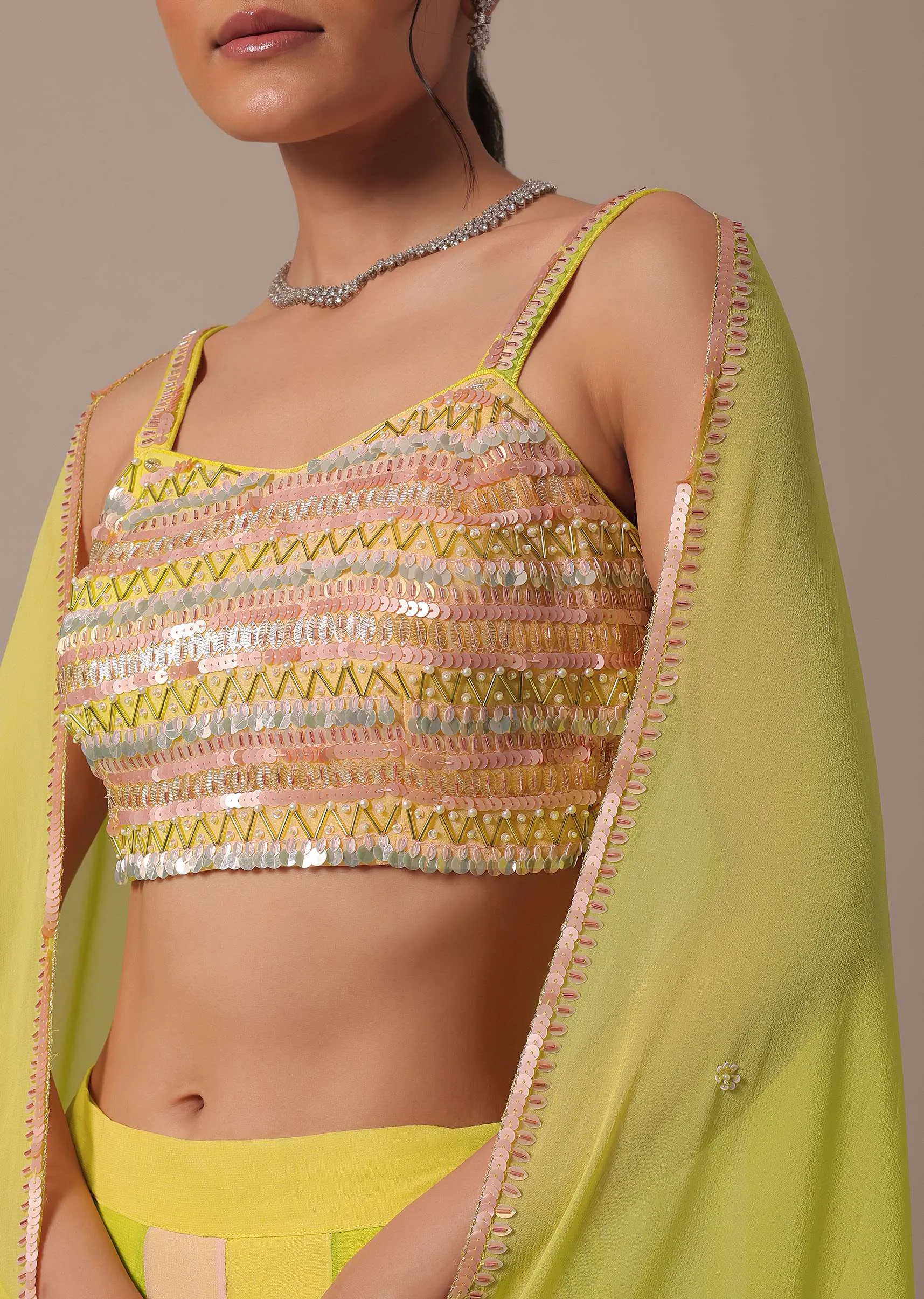 Green Embroidered Lehenga Set