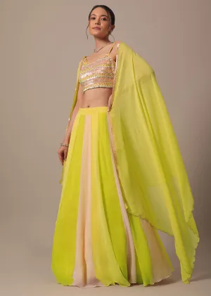 Green Embroidered Lehenga Set