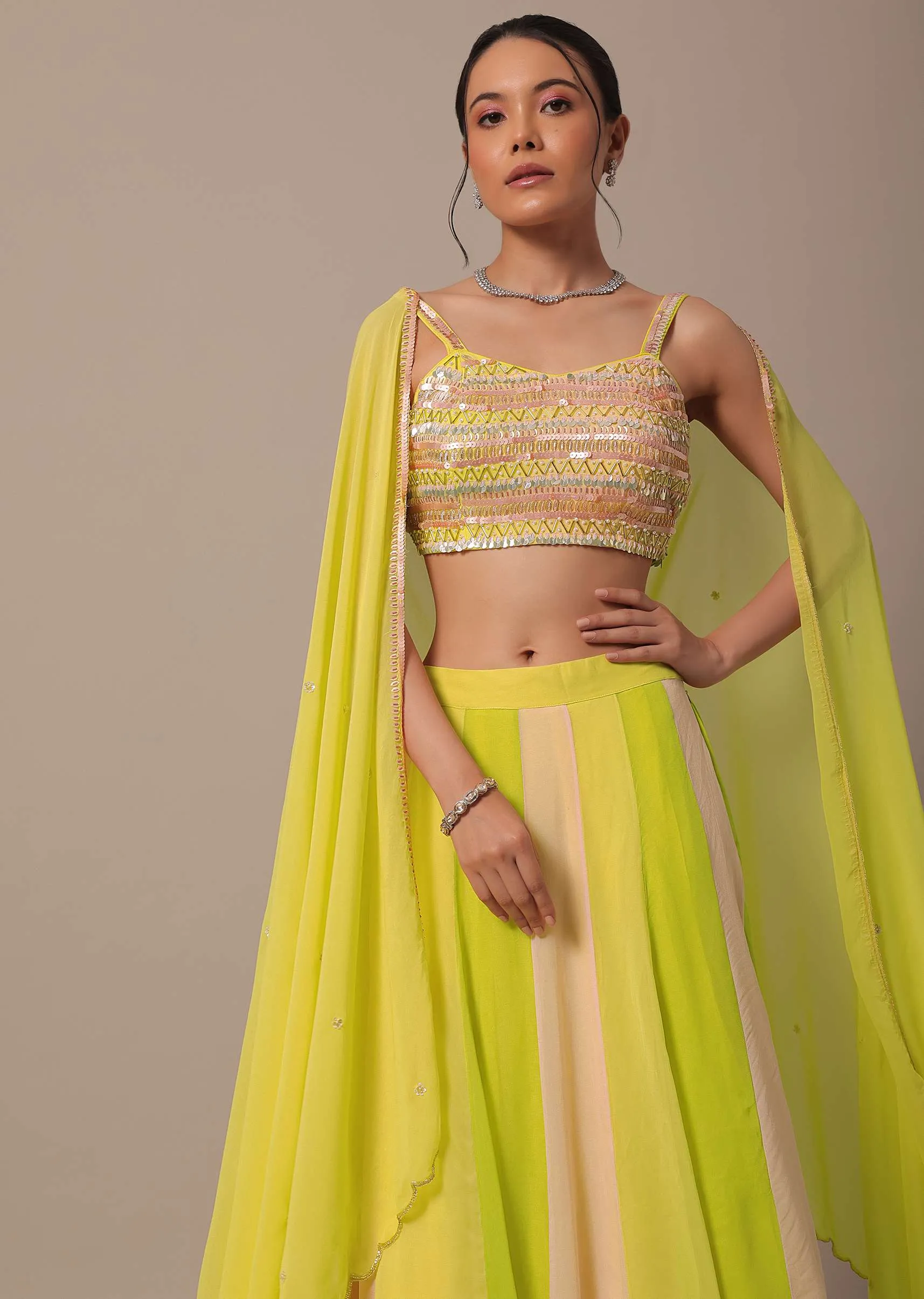 Green Embroidered Lehenga Set