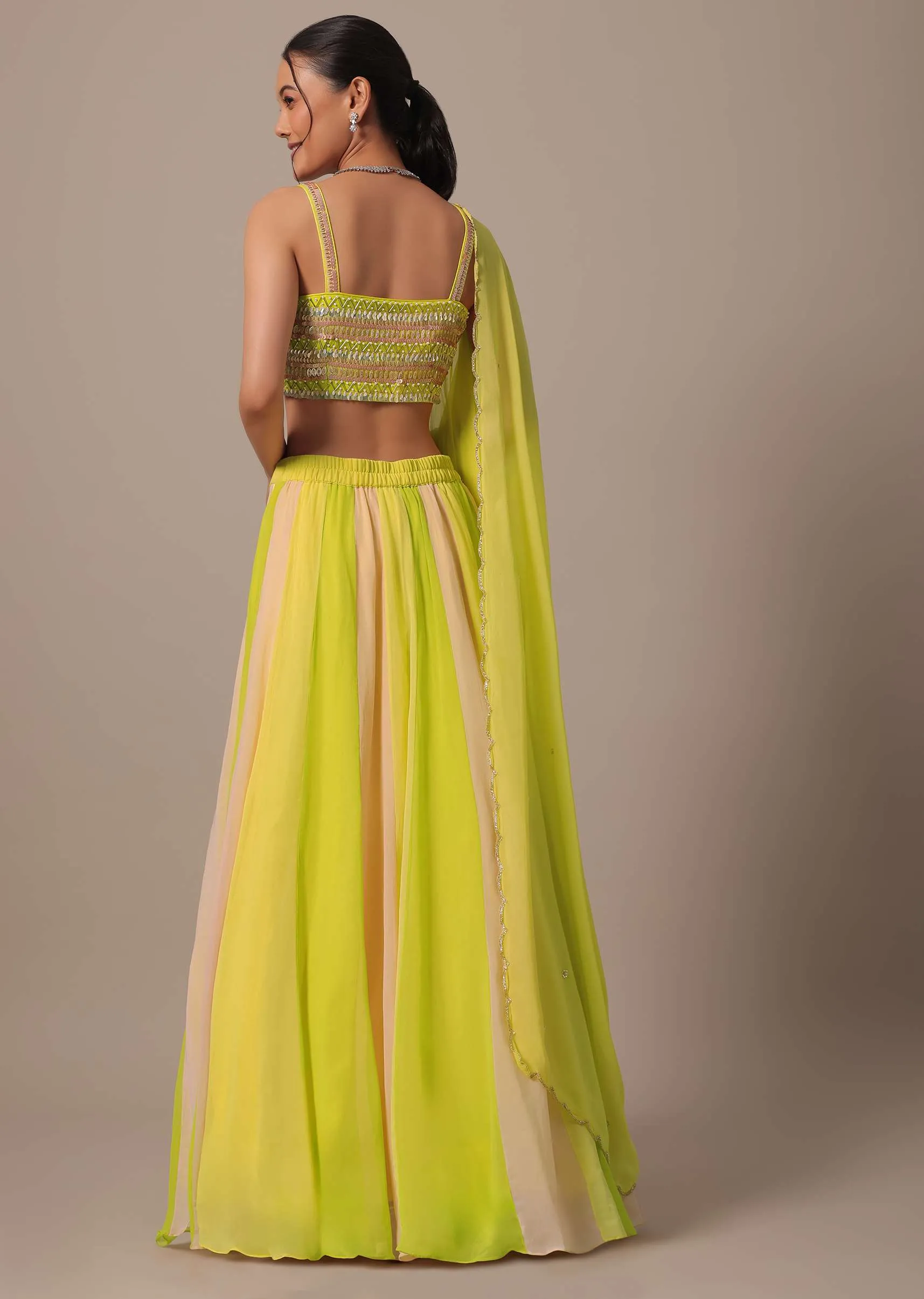 Green Embroidered Lehenga Set