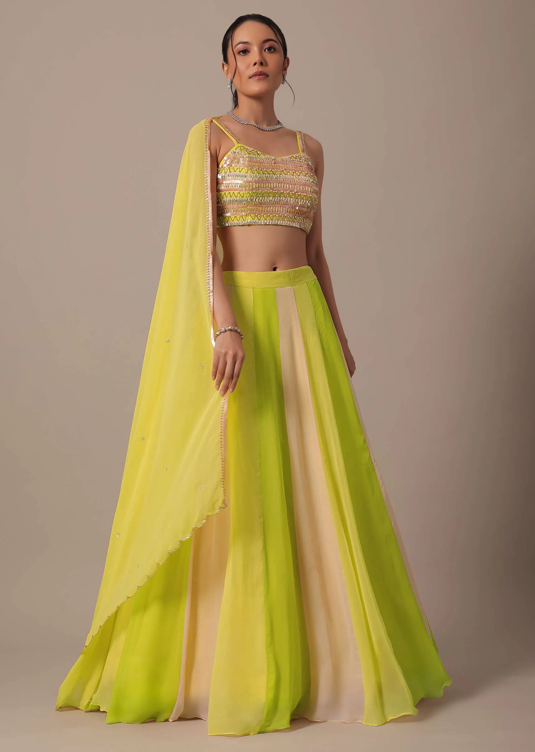 Green Embroidered Lehenga Set