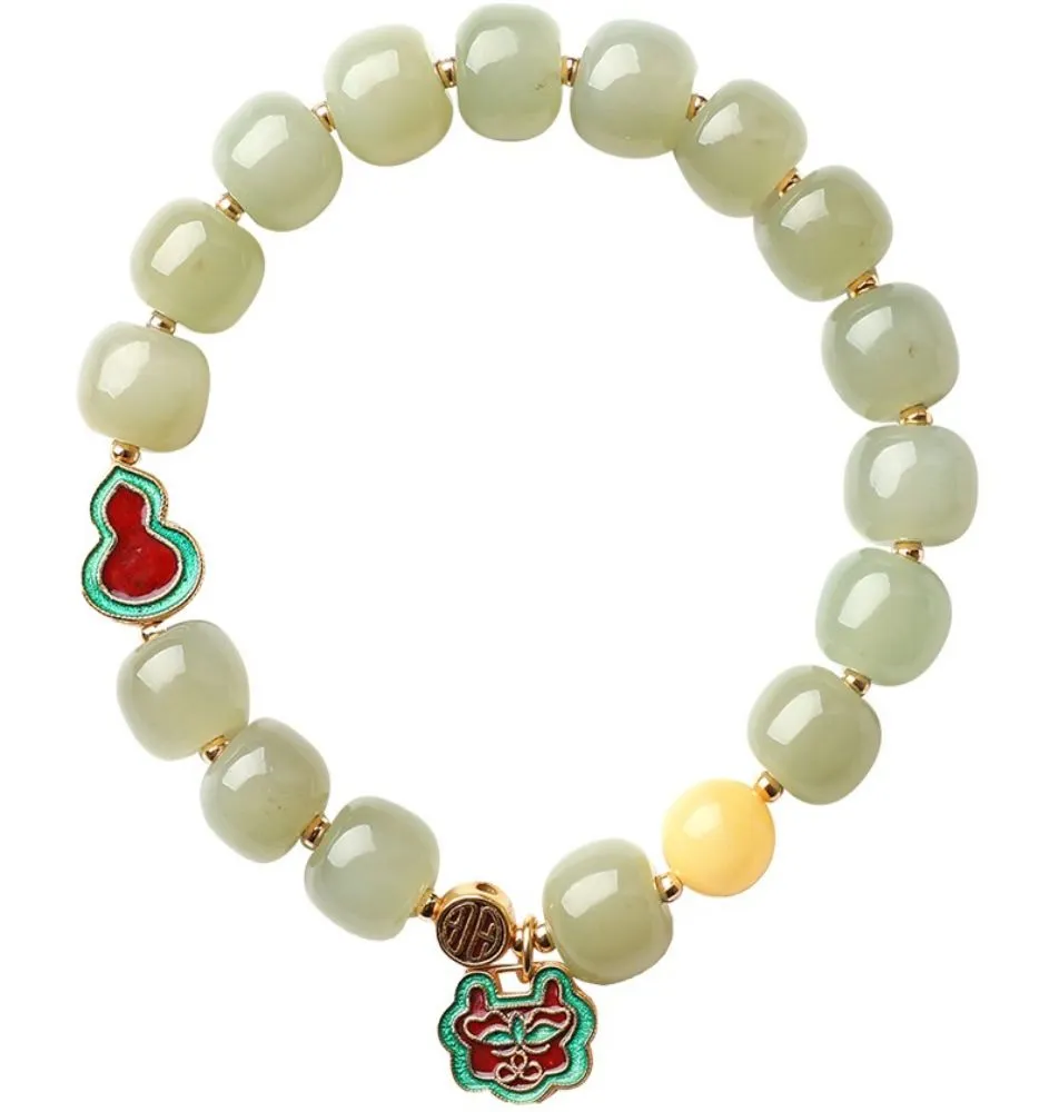 Hetian Yu Jade Bracelet DIY jade amber inlaid jasper beads bracelet-Tajade