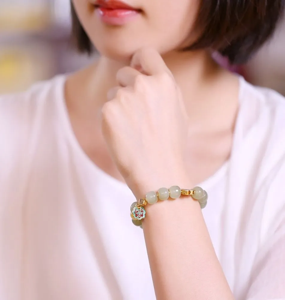 Hetian Yu Jade Bracelet DIY jade amber inlaid jasper beads bracelet-Tajade