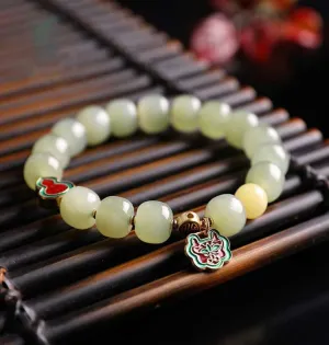 Hetian Yu Jade Bracelet DIY jade amber inlaid jasper beads bracelet-Tajade