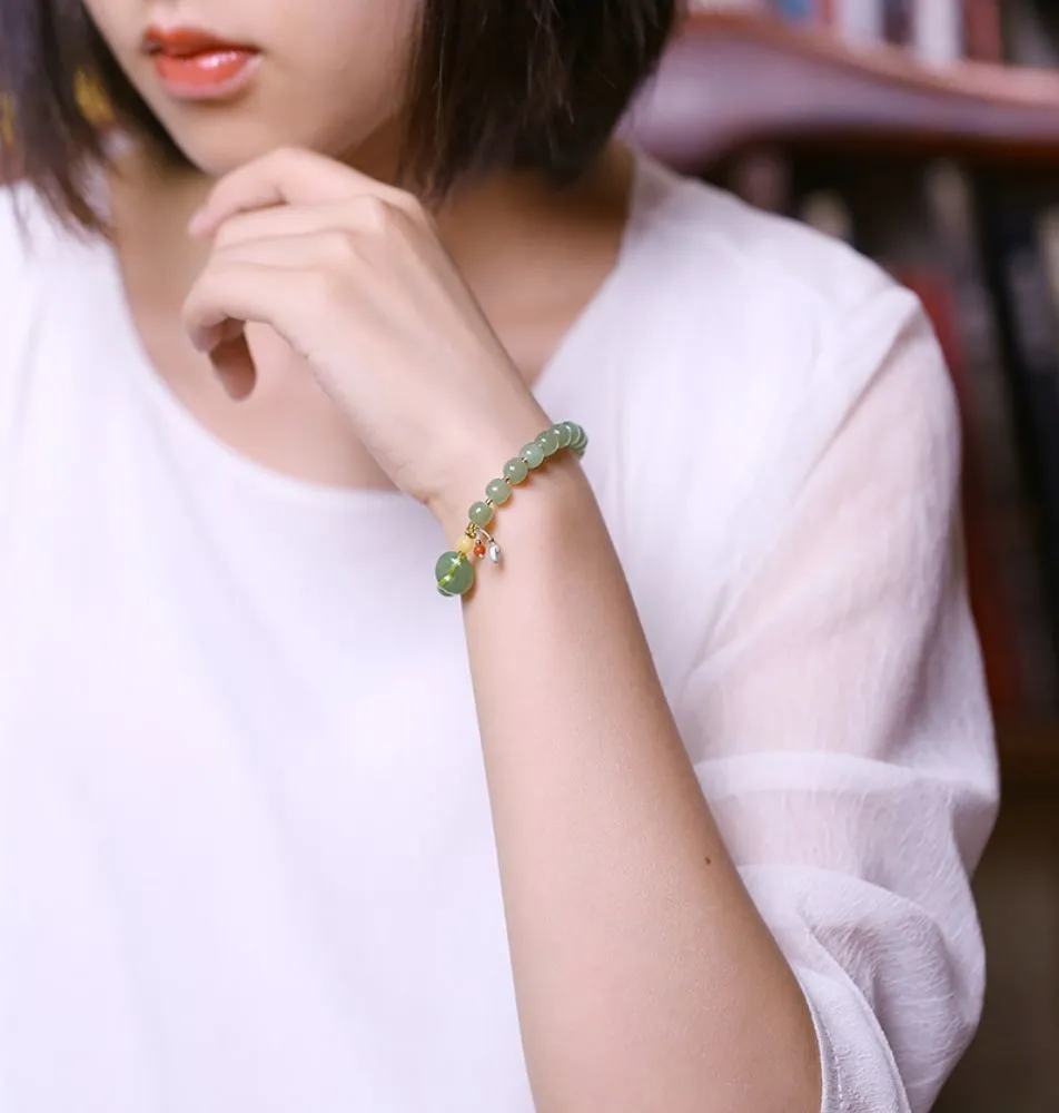 Hetian Yu Jasper Jade Bracelet Female DIY with Beeswax Beads-Tajade