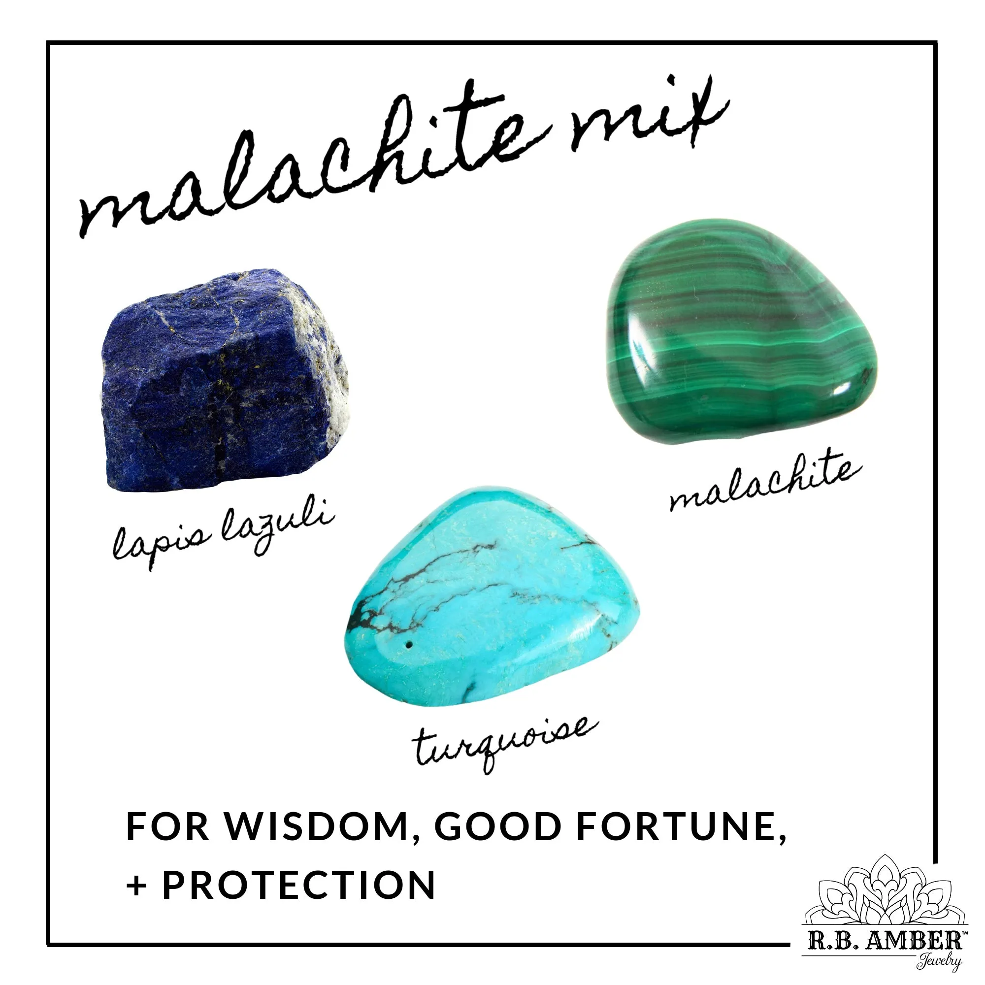 Kids | Malachite Mix   Raw Cognac Amber Bracelet