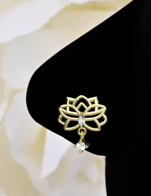 Lotus Nose Ring – Elegant Flower Nose Stud for Piercing