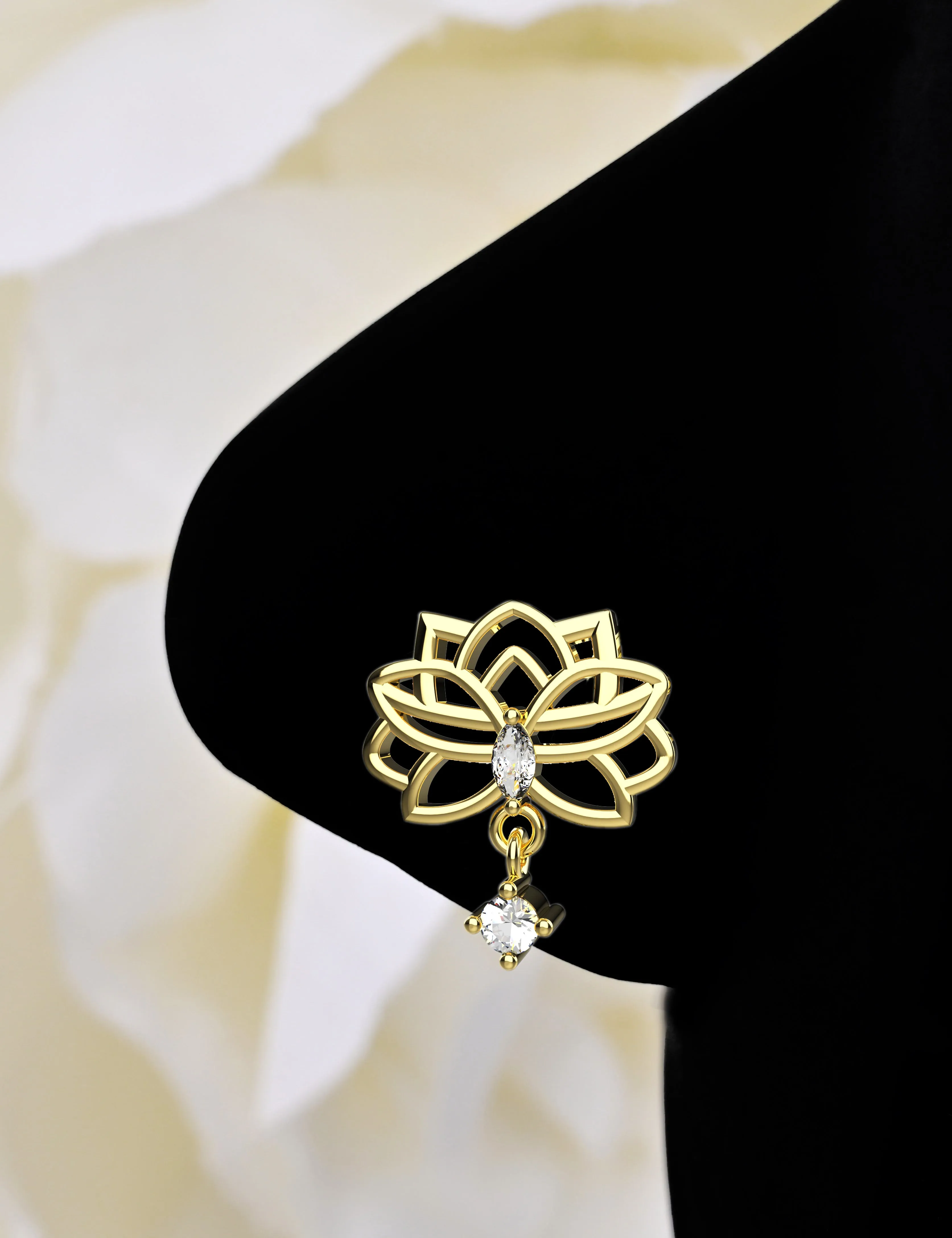 Lotus Nose Ring – Elegant Flower Nose Stud for Piercing