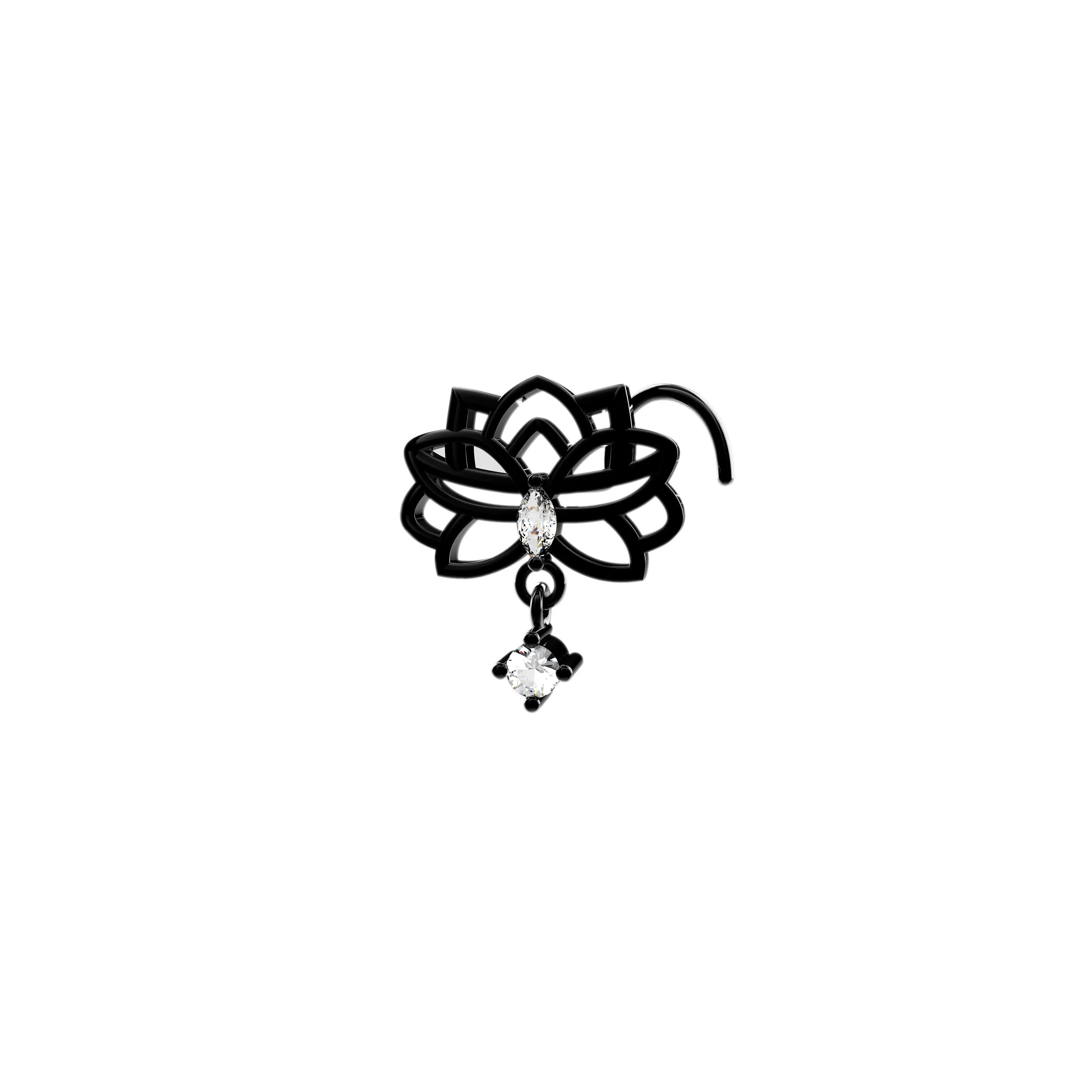 Lotus Nose Ring – Elegant Flower Nose Stud for Piercing