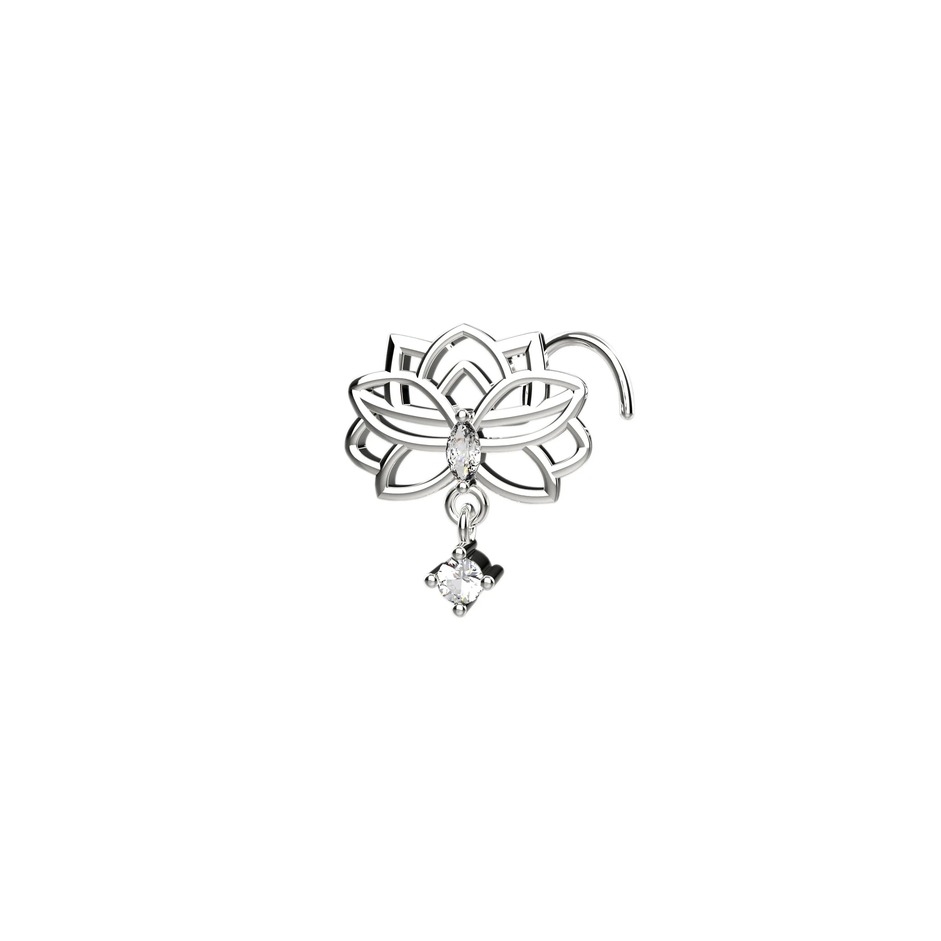 Lotus Nose Ring – Elegant Flower Nose Stud for Piercing
