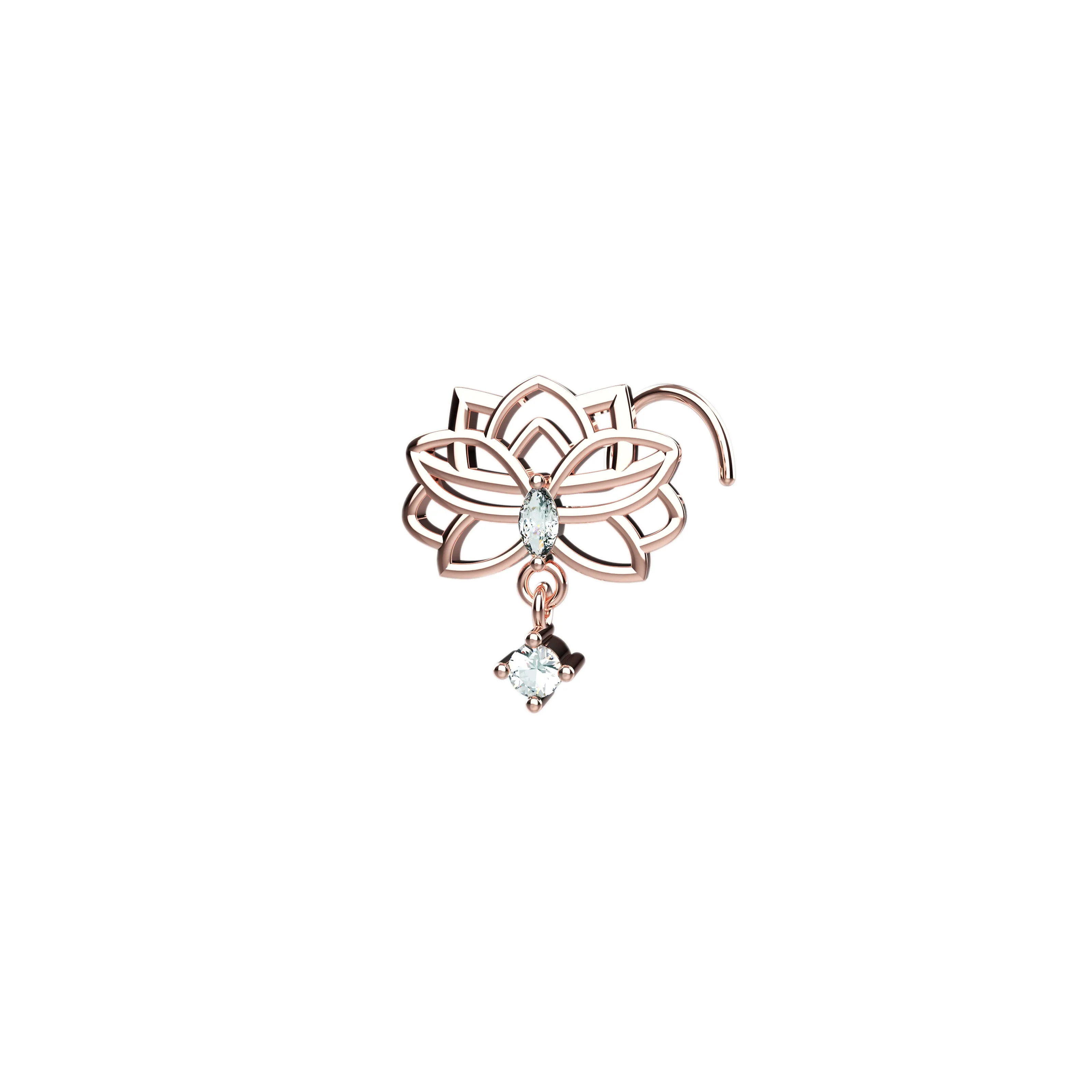 Lotus Nose Ring – Elegant Flower Nose Stud for Piercing