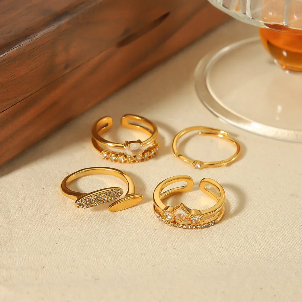 MAC183 Vintage 18K Gold Geometric Zircon Open Ring