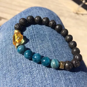 Mala Inspired Essential Oil Diffuser Lava Bead   Apatite   Amber Yoga and Meditation Bracelet