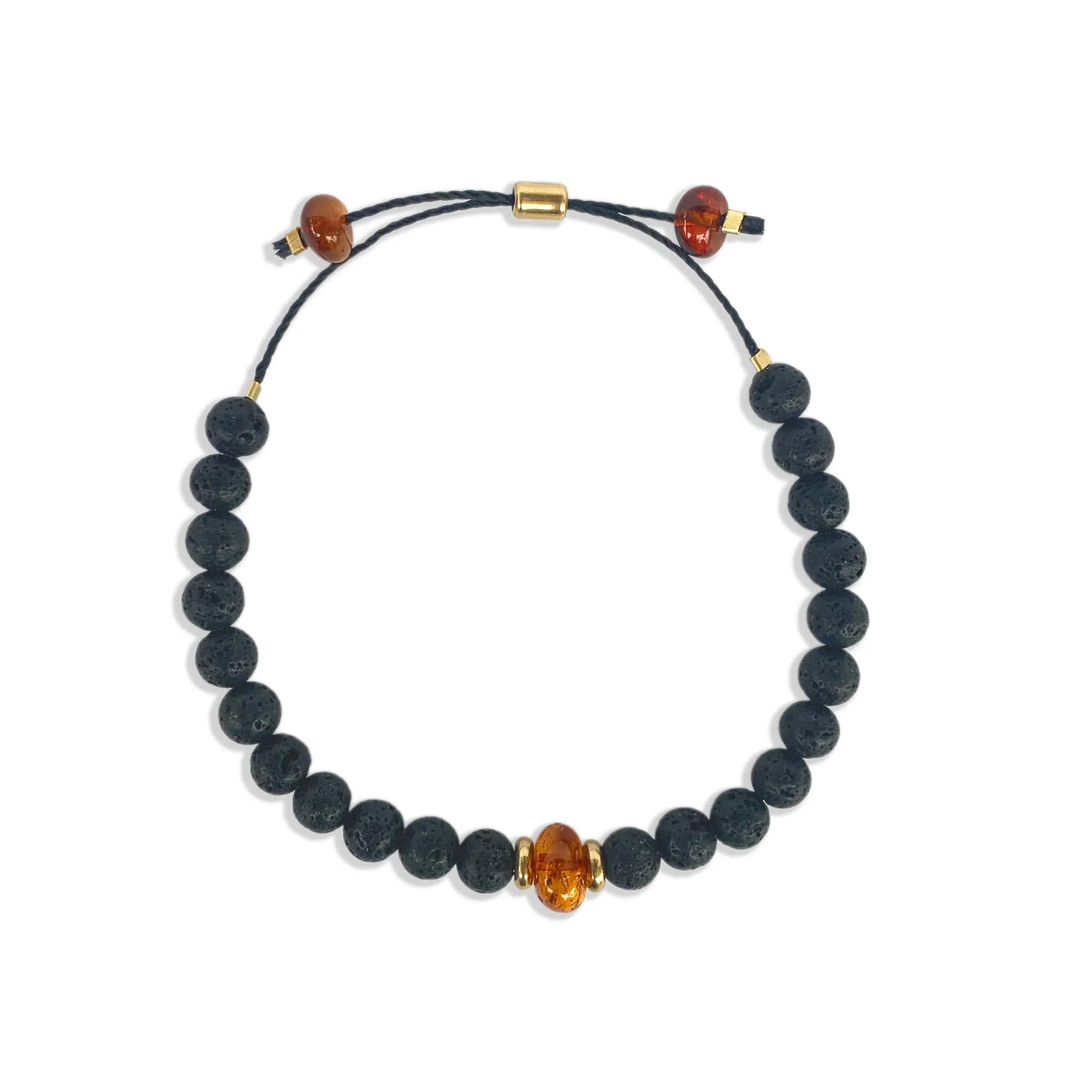 Men's Baltic Amber & Lava Stone Bracelet
