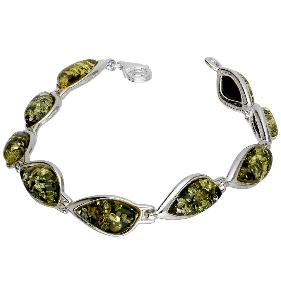 MILENA Bracelet Silver and Baltic Green Amber