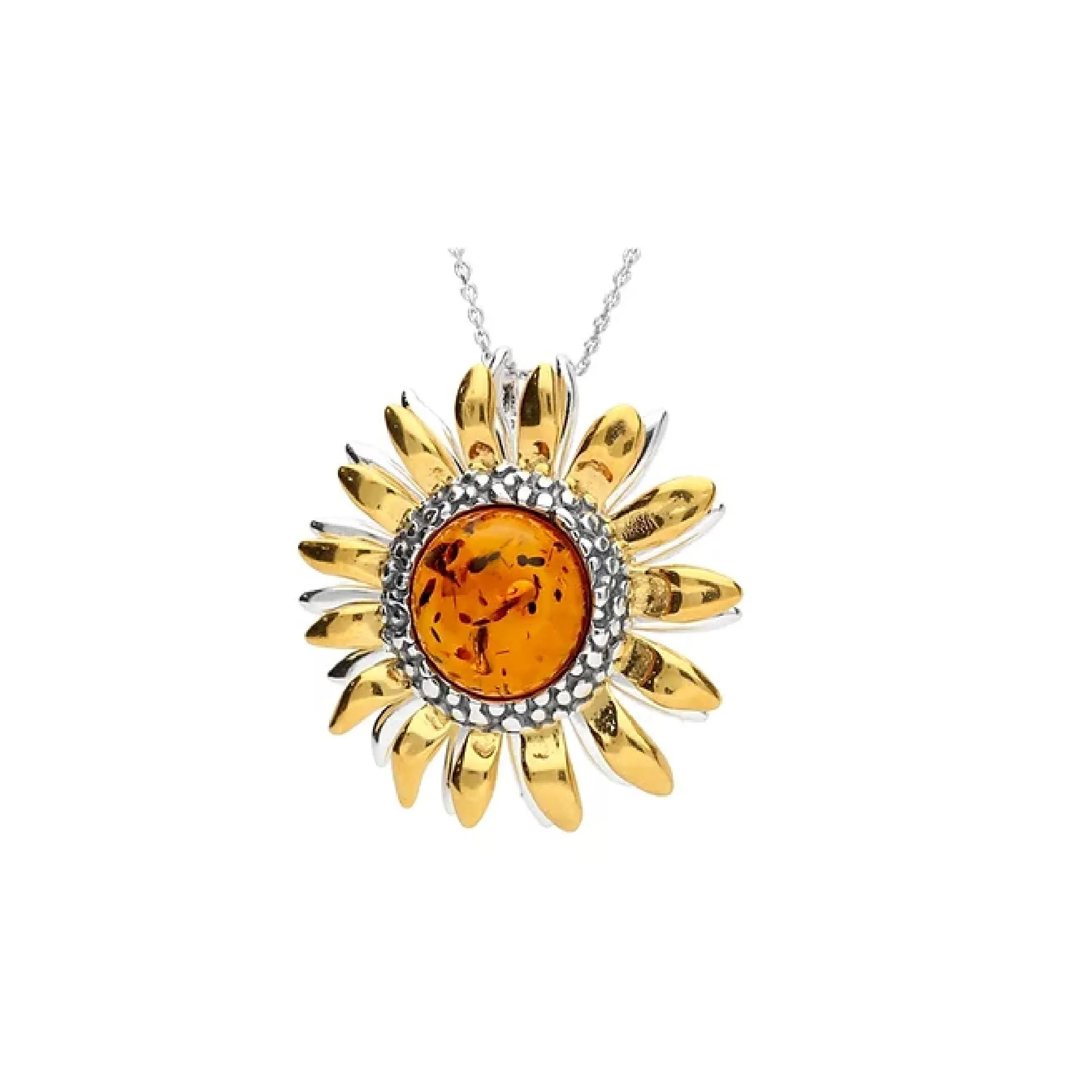 MILENA Gold Plated Sunflower Amber Necklace