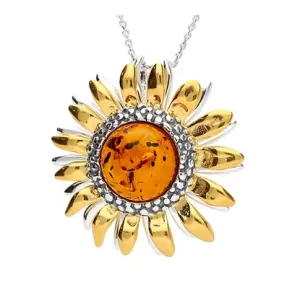 MILENA Gold Plated Sunflower Amber Necklace