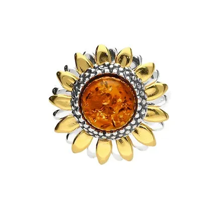 MILENA Gold Plated Sunflower Amber Ring