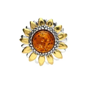 MILENA Gold Plated Sunflower Amber Ring