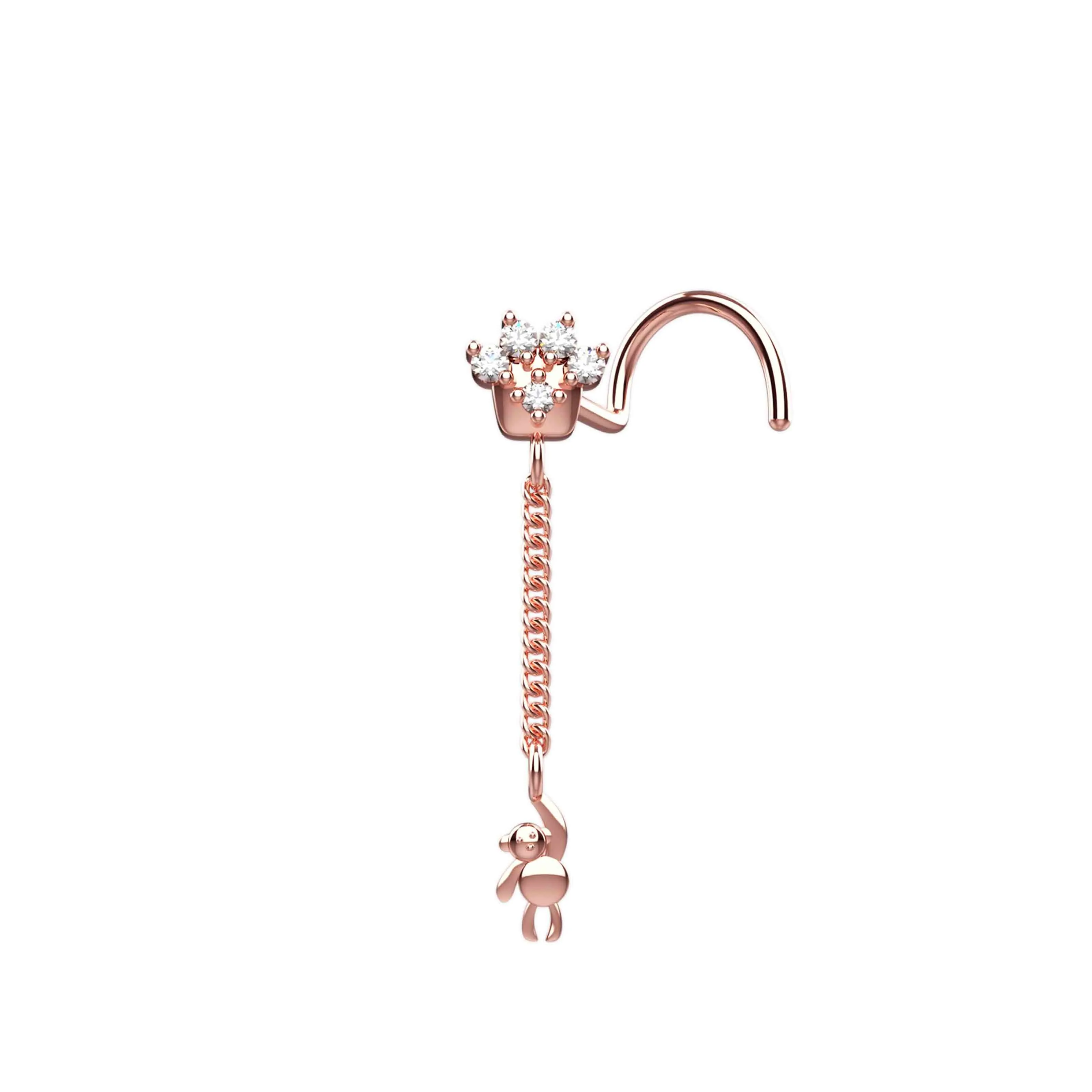 monkey nose ring – dangle nose ring with nose chain