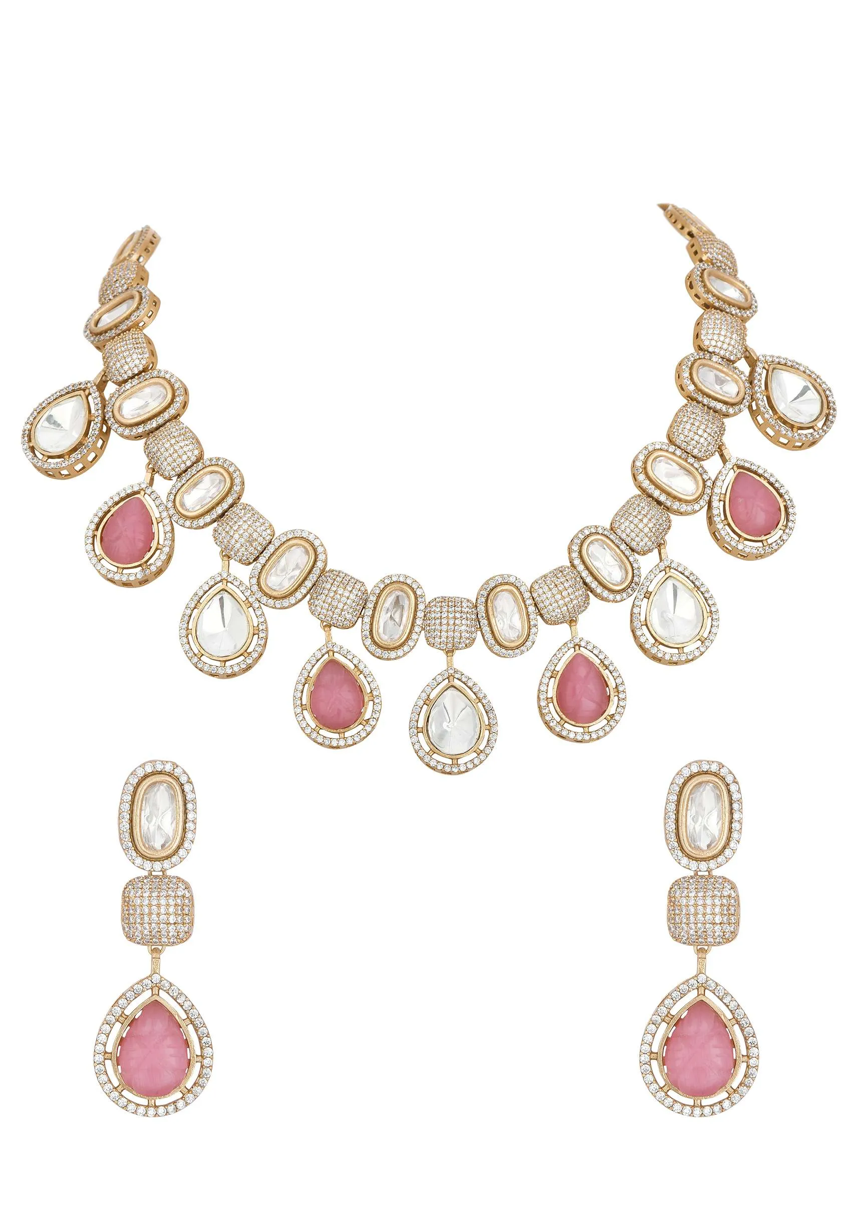 Multicolor Polki Choker Set With Kundan