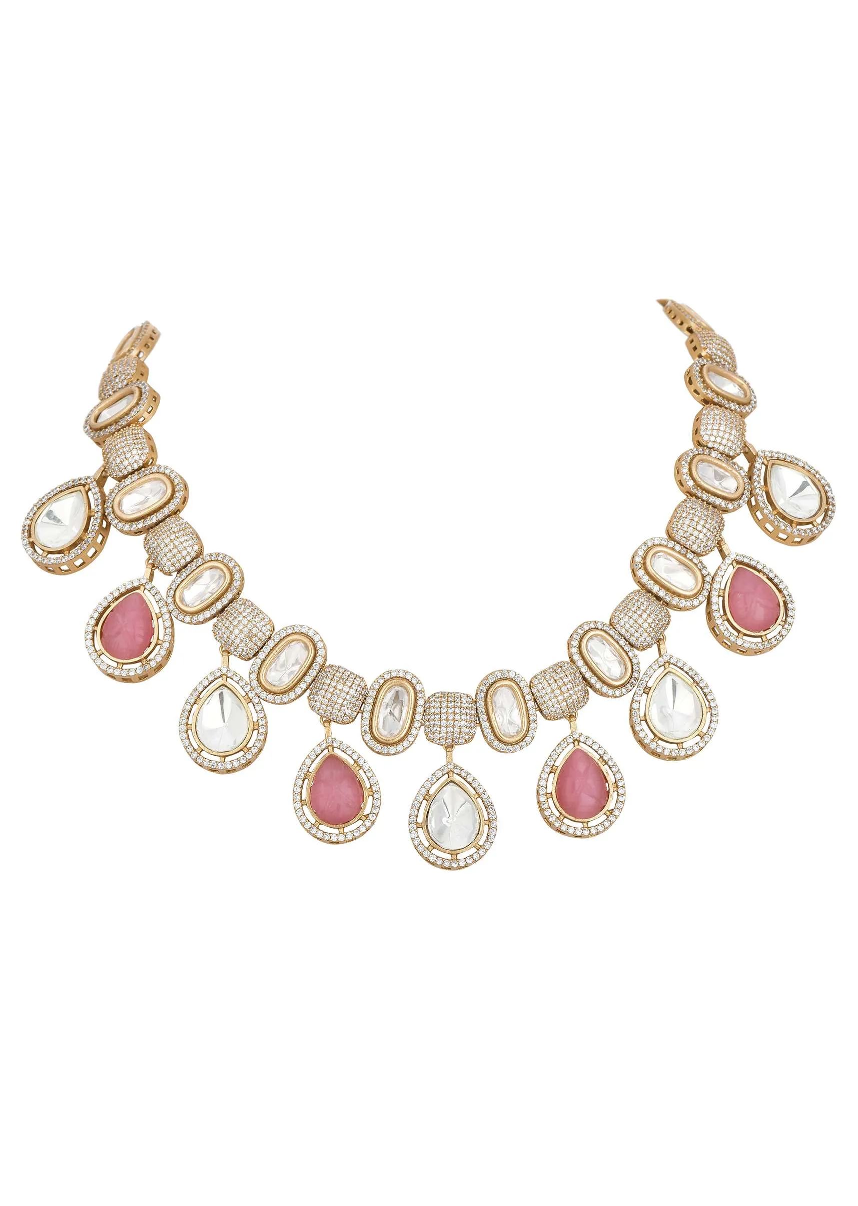 Multicolor Polki Choker Set With Kundan