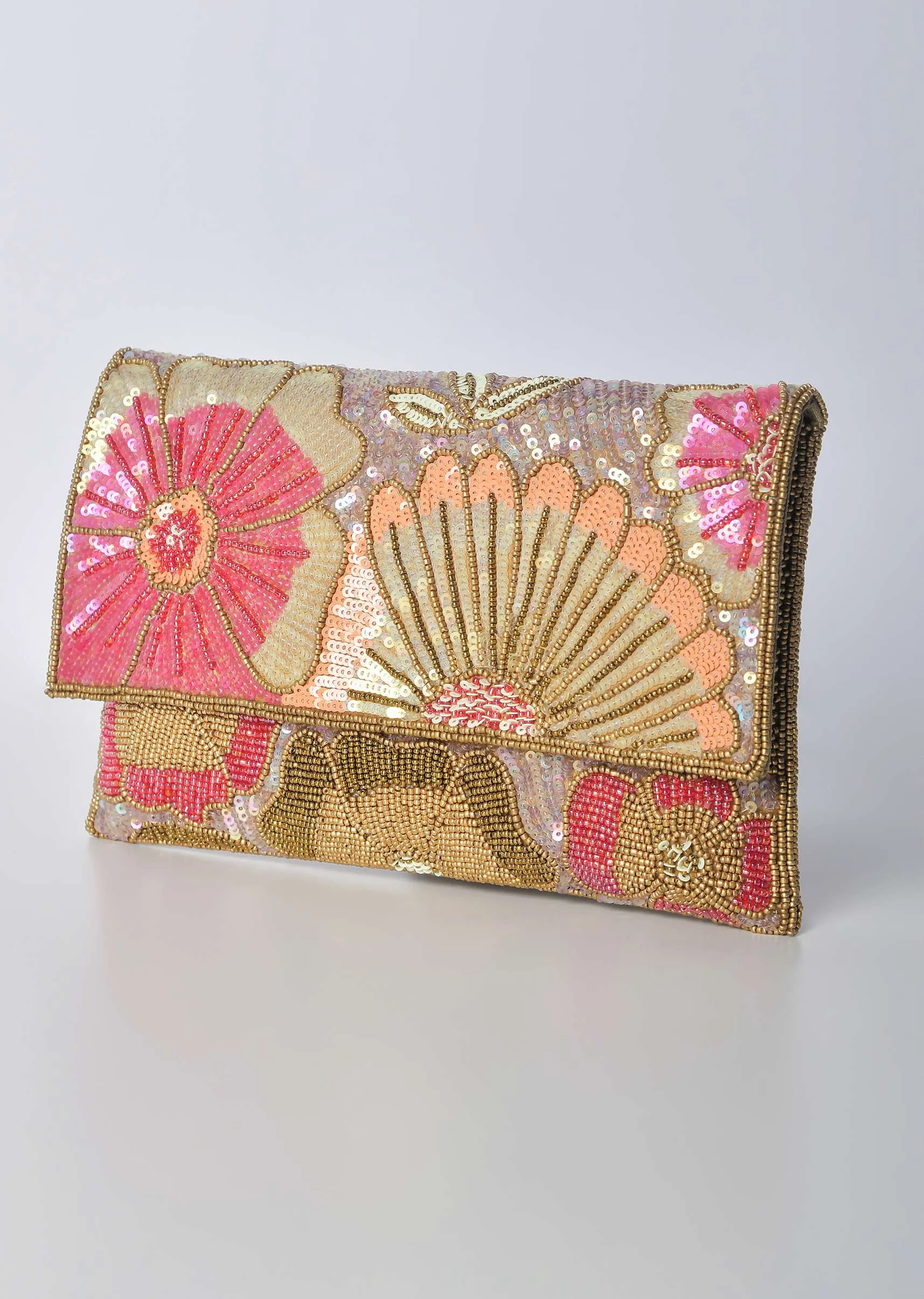 Multicolor Rectangular Clutch With Sequin Embellishments