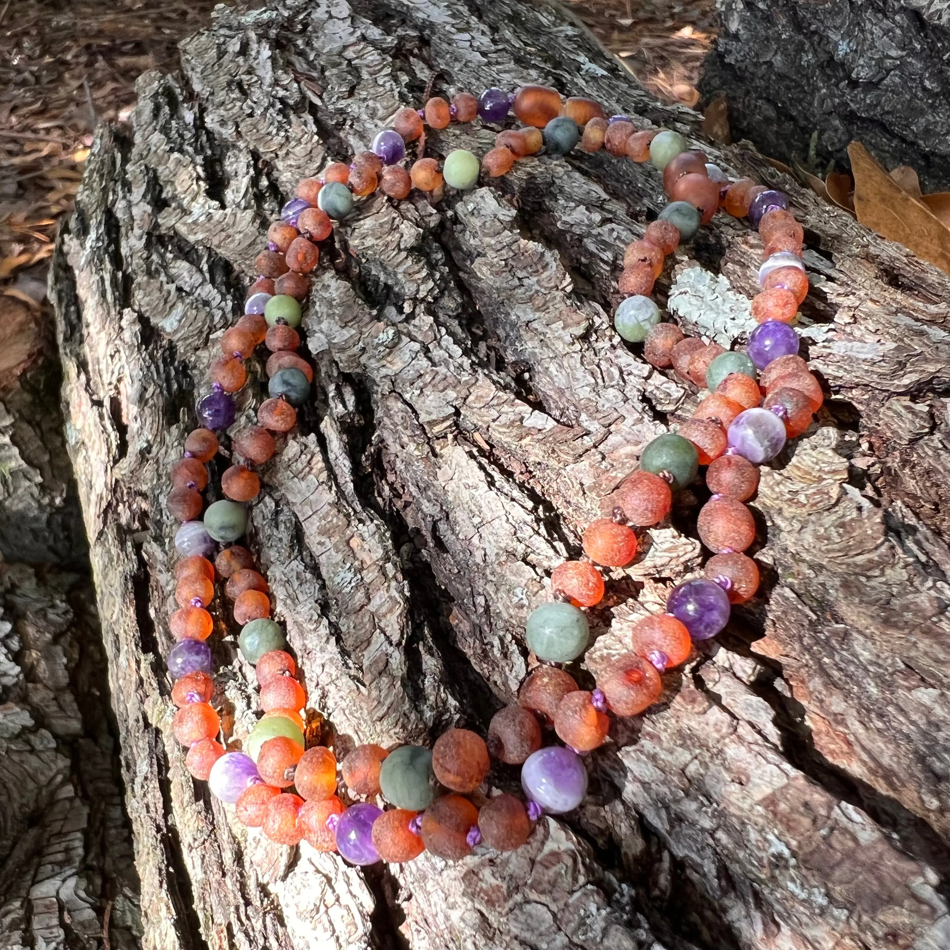 Pet | Green Jade   Raw Cognac Amber Collar