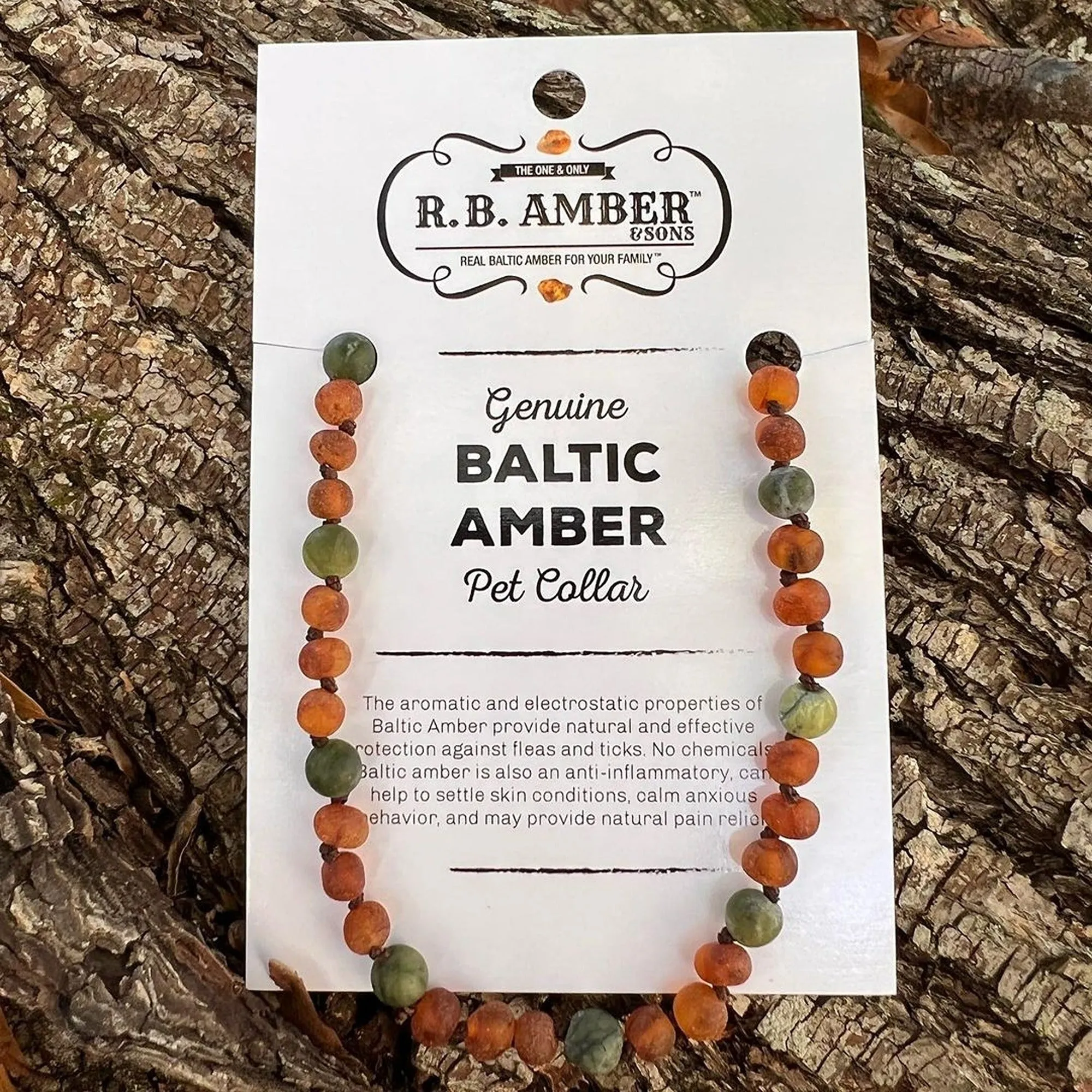 Pet | Green Jade   Raw Cognac Amber Collar