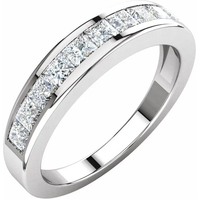 Platinum 1 CTW Square Diamond Anniversary Band