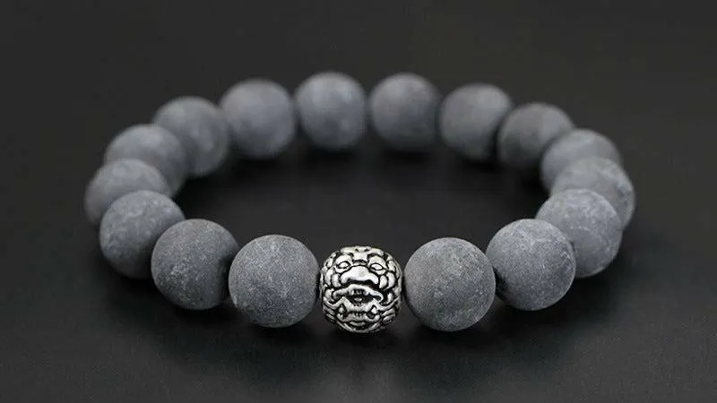POWER PROTECTION Natural Black Amber Beads Silver Lion Charm Playful Bracelet