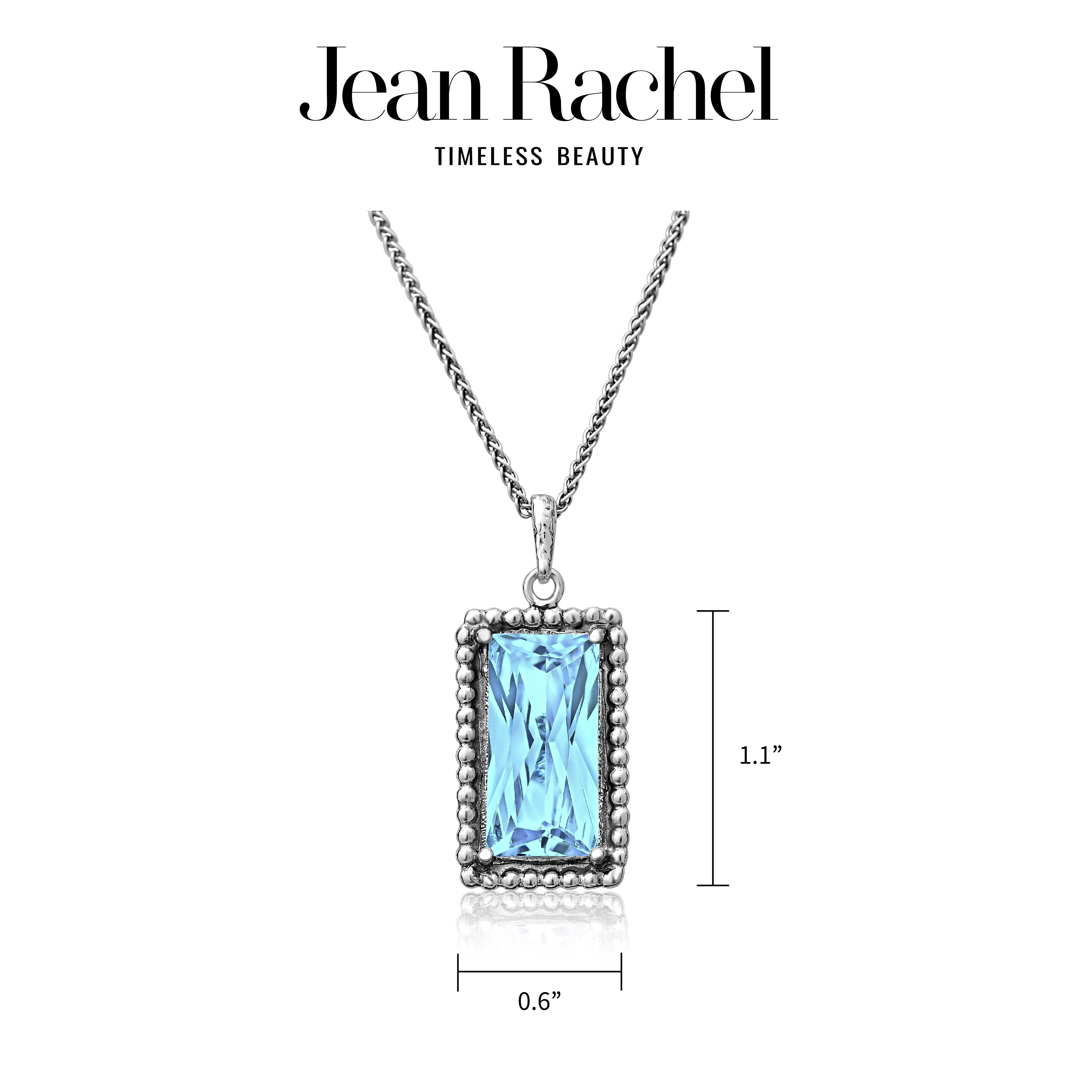 Sterling Silver Aquamarine CZ Baguette Necklace