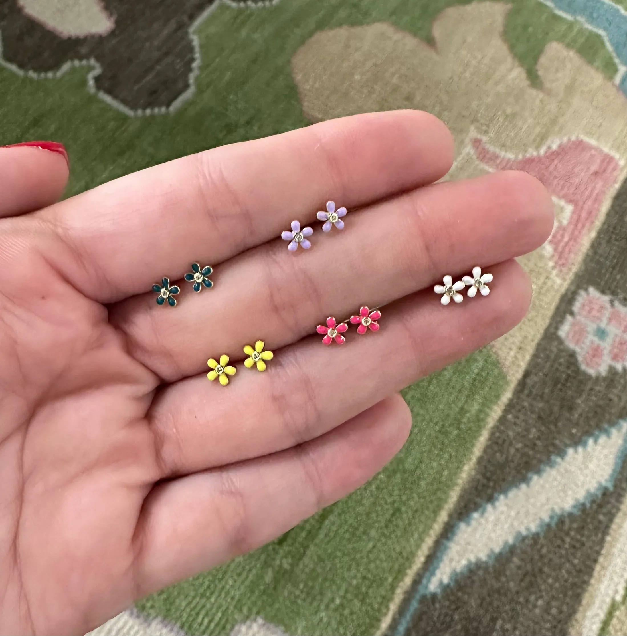 Teeny Tiny Flower Earring Teal